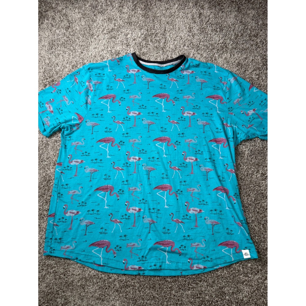 Free Planet Flamingo Tropical Print T-Shirt Men's 3XL Aqua Blue